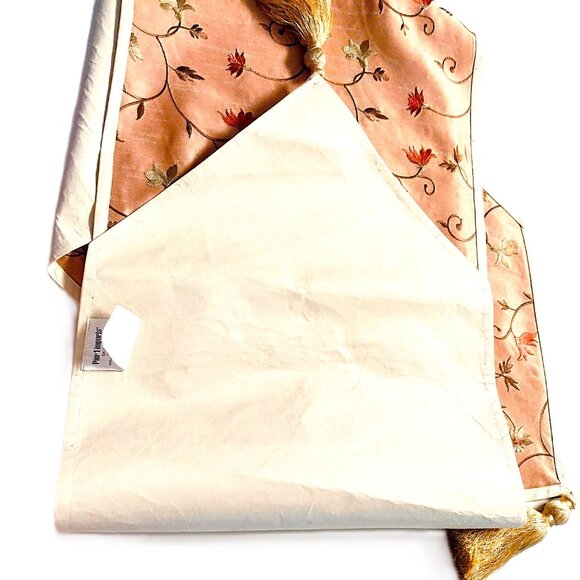 Pier 1 Imports Embroidered Table Runner w/Tassels (Poly, Silk Nub Texture) 72x14 - Picture 6 of 9